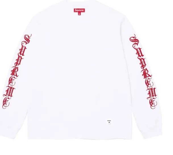 Sleeve Gothic Long and White English LS FW24 Black OLD TEE S-XL 0826